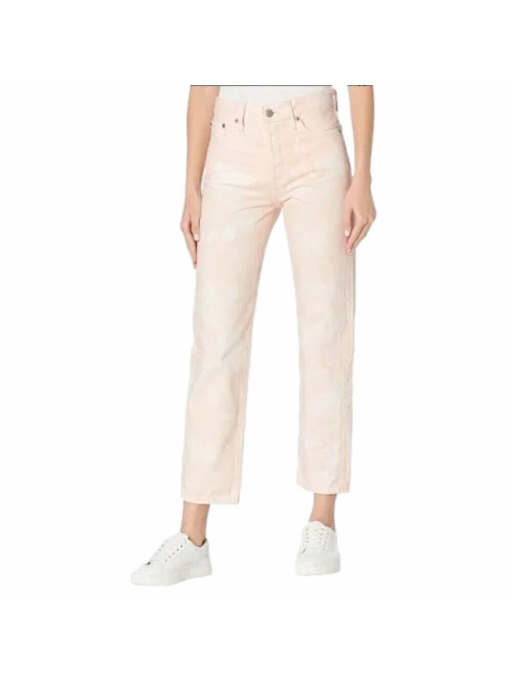 NWT Levi's Premium Wedgie Straight Tie Dye Cream Peach Jeans Size 24 High-Rise